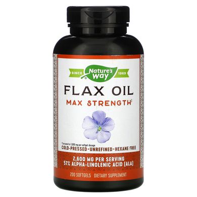 Лляна олія Nature's Way (Flax Oil) 1300 мг 200 гелевих капсул