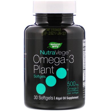 Растительная Омега-3 Ascenta (NutraVege Omega-3 Plant) 500 мг 30 мягких таблеток купить в Киеве и Украине