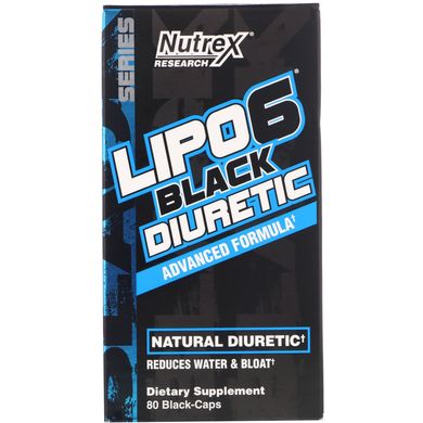 Ліпо-6 Чорний Сечогінний, Lipo-6 Black Diuretic, Nutrex Research, 80 капсул