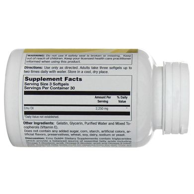 Повністю рафінована ультра активна олія Ему, Emu Gold, 750 мг, 90 м'яких гелевих капсул