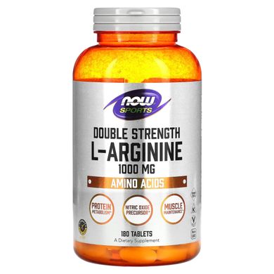 L-аргінін подвійної сили Now Foods (L-Arginine Double Strength) 1000 мг 180 таблеток