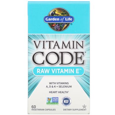 Витамин Е Garden of Life (Raw Vitamin E) 60 капсул купить в Киеве и Украине