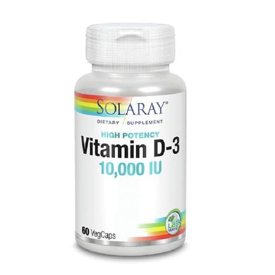 Вітамін D3 Solaray (Vitamin D3) 10000 МО 60 капсул