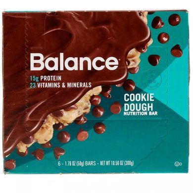 Healthy Food Bar, Cookie Dough, Balance Bar, 6 bars, 1.76 ounces (50g) each.