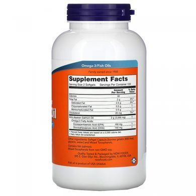 Олія лосося Now Foods (Wild Alaskan Salmon Oil) 1000 мг 200 гелевих капсул