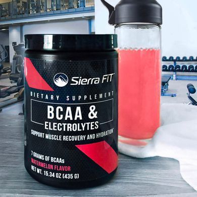 Branched-chain amino acids (BCAA) and electrolytes, 7 g BCAA, watermelon, Sierra Fit, 435 g