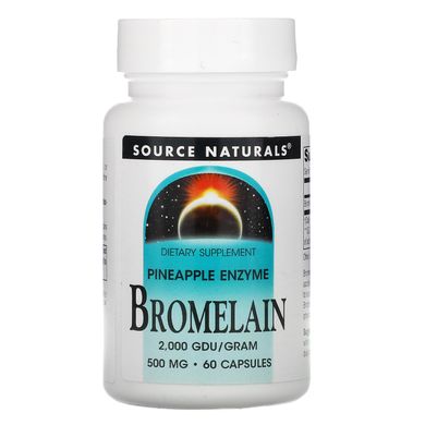 Бромелайн, Bromelain, Source Naturals 2 000 GDU / г, 500 мг, 60 капсул