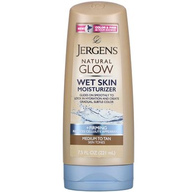 Зволожуючий засіб Natural Glow для нанесення на вологу шкіру, зміцнює, відтінок Medium to Tan, Jergens, 221 мл