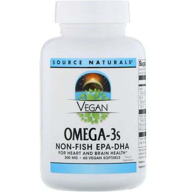 Омега-3 для веганов Source Naturals (Vegan Omega-3S EPA-DHA) 60 капсул купить в Киеве и Украине