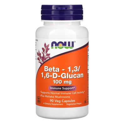 Бета Глюкан Now Foods (Beta-1,3 / 1,6-D-Glucan) 100 мг 90 вегетаріанських капсул