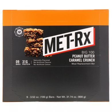 Bar Instead of Food, Crunchy Caramel with Peanut Butter, 9 bars, 3.52 oz (100 g) each