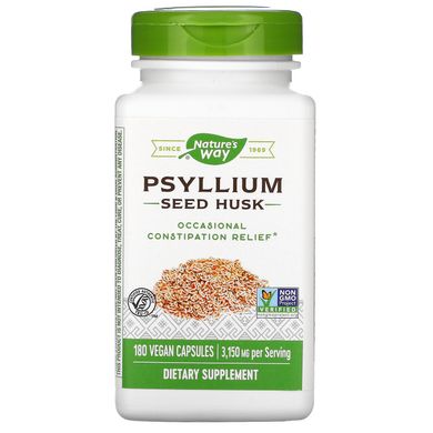 Лушпиння подорожника, Psyllium Husks, Nature's Way, 525 мг, 180 вегетаріанських капсул