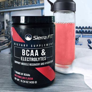 Branched-chain amino acids (BCAA) and electrolytes, 7 g BCAA, watermelon, Sierra Fit, 435 g