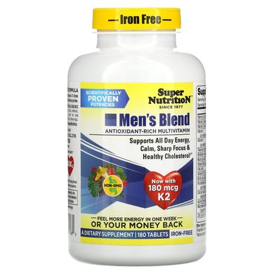 Мультивітаміни для чоловіків з антиоксидантами без заліза Super Nutrition (Antioxidant Rich Multivitamin) 180 таблеток