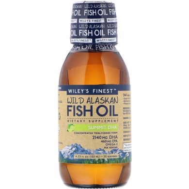 Дикий аляскинський риб'ячий жир, DHA Summit, натуральний аромат лайма, Wiley's Finest, 125 мл
