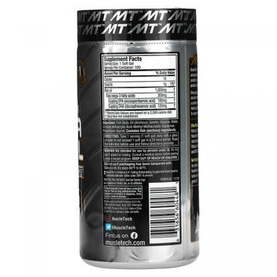 Рыбий жир 100% чистый Muscletech (Fish Oil) 100 гелевых капсул купить в Киеве и Украине