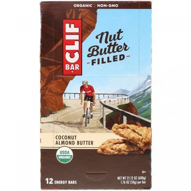 Energy bar with organic walnut oil, coconut and almond oil, Clif Bar, 12 bars, 1.76 ounces (50 g) each.