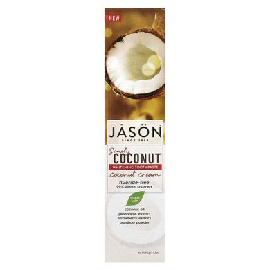 Jason Natural, Simply Coconut, whitening toothpaste, coconut cream, 119 g (4.2 ounces)