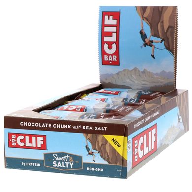 Кусок шоколада с морской солью, Clif Bar, 12 батончиков, 2,40 унции (68 г) каждый купить в Киеве и Украине