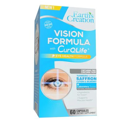 Вітаміни для зору Earth`s Creation (Vision Formula with CurQLife) 60 капсул
