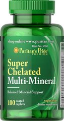 Супер хелатный мульти минерал, Super Chelated Multi Mineral, Puritan's Pride, 100 таблеток купить в Киеве и Украине