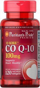 Коэнзим Q-10 Puritan's Pride (Q-SORB&trade; Co Q-10) 100 мг 120 гелевых капсул быстрого высвобождения купить в Киеве и Украине
