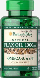 Льняное масло Puritan's Pride (Natural Flax Oil) 1000 мг 60 капсул купить в Киеве и Украине