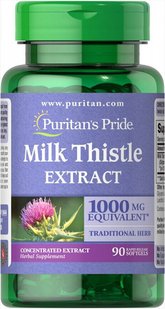 Экстракт расторопши 4:1 Puritan's Pride (Milk Thistle 4:1 Extract) 1000 мг 90 капсул купить в Киеве и Украине