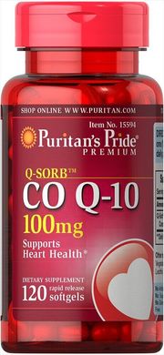 Коензим Q-10 Puritan's Pride (Q-SORB ™ Co Q-10) 100 мг 120 гелевих капсул швидкого вивільнення