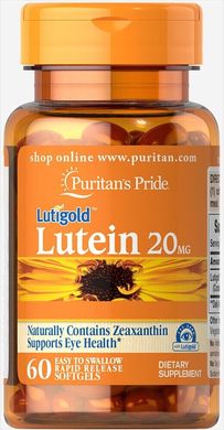 Лютеїн для зору з зеаксантином Puritan's Pride (Lutein with Zeaxanthin) 20 мг 60 капсул