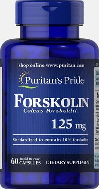 Форсколін колеус, форсколій, Forskolin Coleus Forskohlii, Puritan's Pride, 125 мг, 60 капсул