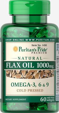 Льняное масло Puritan's Pride (Natural Flax Oil) 1000 мг 60 капсул купить в Киеве и Украине