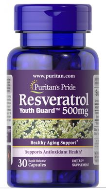 Ресвератрол, Resveratrol, Puritan's Pride, 500 мг, 30 капсул