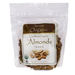Сертифицированный органический миндаль, Certified Orгanic Almonds, Swanson, 227 грам купить в Киеве и Украине
