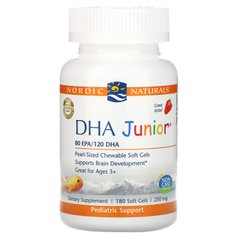 DHA Junior, Полуниця, Nordic Naturals, 250 мг, 180 м'яких таблеток