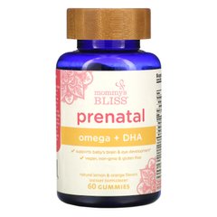 Пренатальна омега + DHA, натуральний лимон і апельсин, Prenatal Omega + DHA, Natural Lemon & Orange, Mommy's Bliss, 60 жувальних