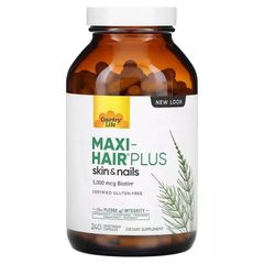 Комплекс для Роста и Укрепления Волос Country Life (Maxi-Hair Plus) 5000 мкг 240 вегетарианских капсул купить в Киеве и Украине