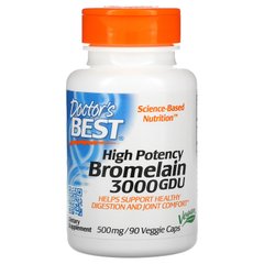 Бромелайн 3000, Bromelain 3000 GDU, Doctor's Best, 500 мг, 90 капсул купить в Киеве и Украине