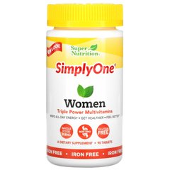 Мультивітаміни для жінок без заліза Super Nutrition (Women Triple Power Multivitamins) 90 таблеток