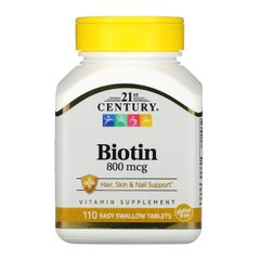 Биотин 21st Century (Biotin) 800 мкг 110 легкопроглатываемые таблетки купить в Киеве и Украине