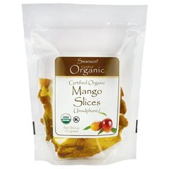 Сертифіковані органічні скибочки манго, без сульфату, Certified Organic Mango Slices, Unsulfured, Swanson, 170 г