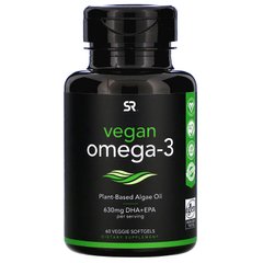 Веганская омега-3, Vegan Omega-3, Sports Research, 60 вегетарианских капсул купить в Киеве и Украине