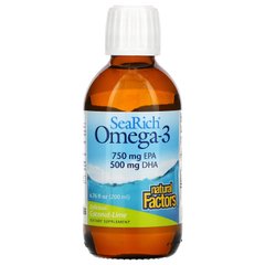 Natural Factors, Омега-3, 750 мг EPA, 500 мг DHA, кокосовий лайм, 6,76 рідких унцій (200 мл)