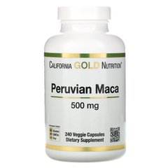 Перуанський маку органічний корінь California Gold Nutrition (Peruvian Maca) 500 мг 240 вегетаріанських капсул
