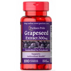 Екстракт виноградних кісточок, Grapeseed Extract, Puritan's Pride, 300 мг, 100 капсул