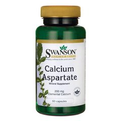 Кальцій Аспартат, Calcium Aspartate, Swanson, 200 мг, 60 капсул