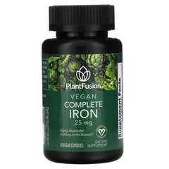 Веганське повне залізо, Vegan Complete Iron, PlantFusion, 25 мг, 90 веганських капсул