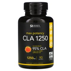 Кон'югована лінолева кислота покращена Sports Research (CLA Max Potency) 1250 мг 90 капсул
