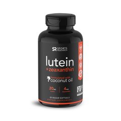 Лютеїн + зеаксантин з кокосовою олією, Lutein + Zeaxanthin with Coconut Oil, Sports Research, Sports Research, 30 вегетаріанських м'яких капсул