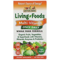 Жива їжа, мультивітамін, один раз в день, Country Farms, 60 рослинних таблеток